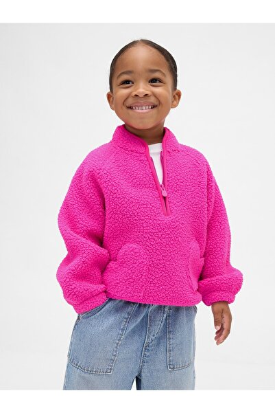 GAP Kız Bebek Pembe Baby & Toddler Sherpa Yarım Fermuarlı Pullover