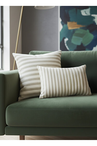 Markaev Natural Striped Cotton Throw Pillow Cover Set of 2