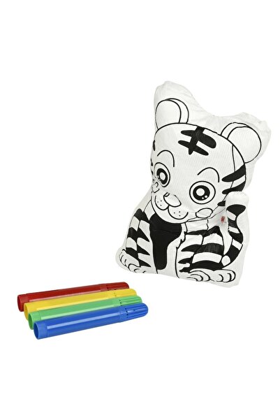 Colorarte Cotton Wool Toy Creation Set, Tiger, 4 Washable Markers, Multicolor
