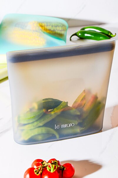 Le murano Mood Air Tight Lockable Silicone Storage Bag 700 ml |   Gray