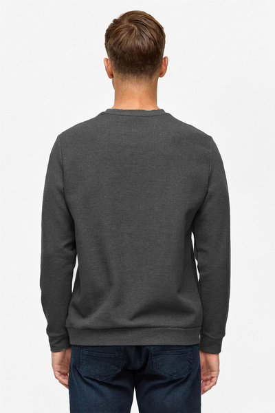 SÜVARİ Φούτερ με φαρδιά εφαρμογή με λαιμόκοψη σε σχήμα O, με μοτίβο βάφλας ανθρακί