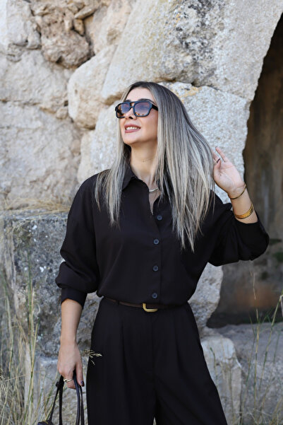 bytugcekaya Bitter Brown Long Shirt Buttoned Trousers Set