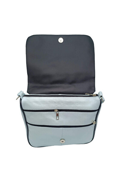 EVoStyle Geantă de damă din piele naturală – Acvamarin – 27,5 x 7,5 x 22 cm – Lucia R45-C20