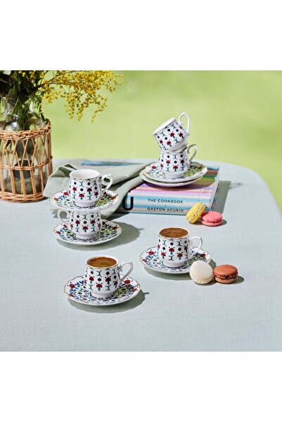Karaca Ebruli 90 ml 6-teiliges Kaffeetassenset, Mehrfarbig