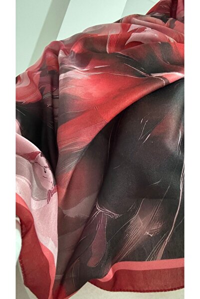 Lavena scarfs Aura Series Floral Pattern Cotton Digital Soft Shawl - Red