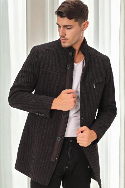 Dewberry PLT8369 PALTO-DESENLİ SİYAH-2