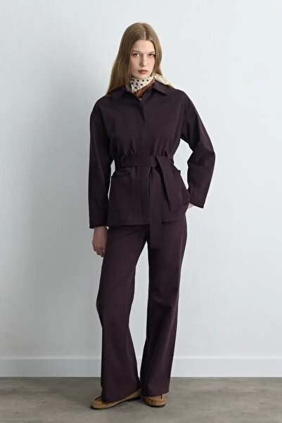 Gusto Anka Collection Pockets Embroidered Canvas Trousers - Plum