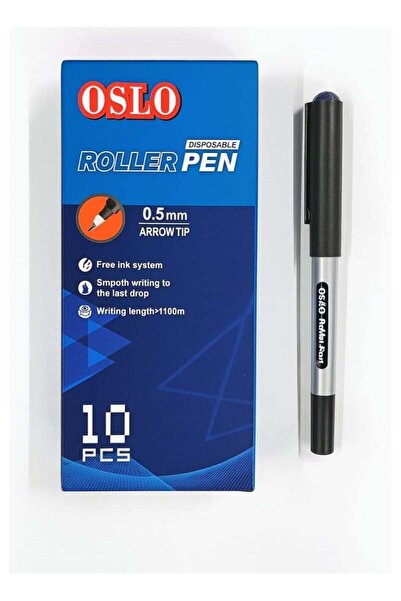 Oslo Roller Gel Pen, 0.5mm Arrow Tip, Blue Ink, Pack of 10