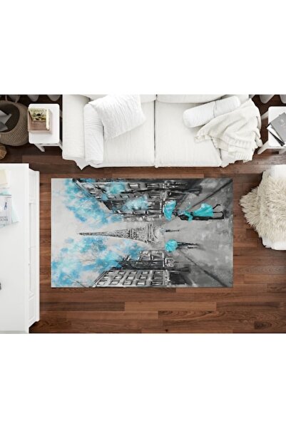 Ambiental Blue Paris Printed Decorative Rug 120×180 cm
