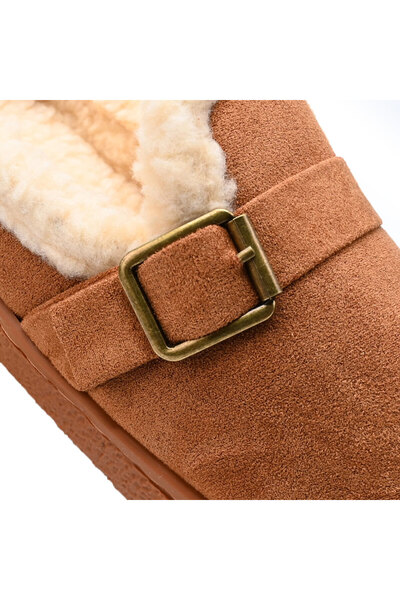 Tmall Women's Slippers, With -Suede Leather, Fur Lined, PD1020, Brown