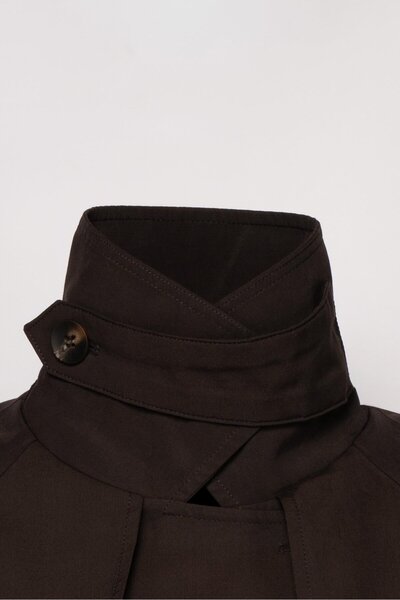 Thalure Kadın Kahverengi Dik Yaka Trençkot