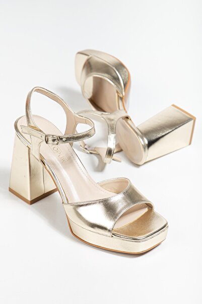 ALTIN TOPUK Women's Gold Platform Heeled Shoes