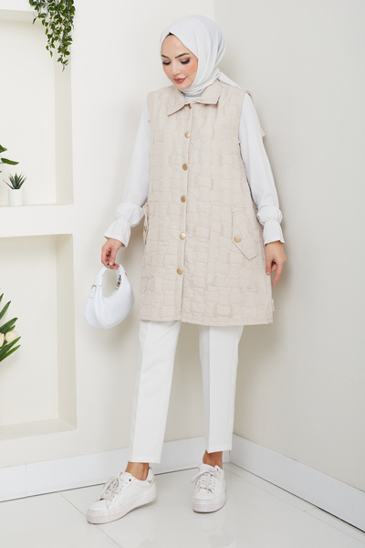 Pamuk Butik Women's Fringed Wear and Go Quilted Vest