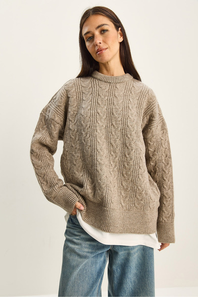 Bianco Lucci Women's Hair Knit Oversized Knitwear Sweater Tk251143 60283807