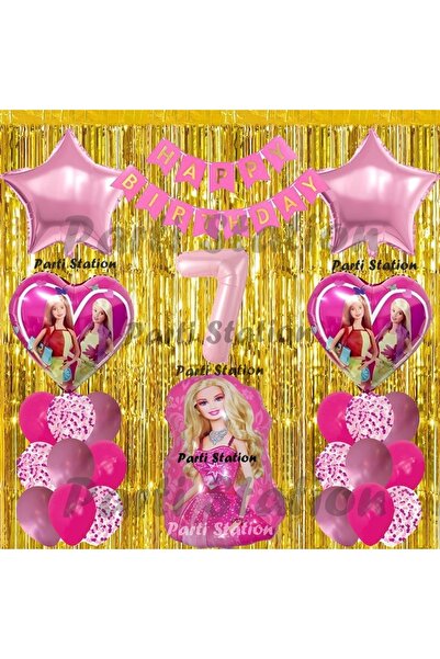 Parti Station Barbie Balon Set 7 Yaş Barbie Konsept Doğum Günü Parti Balon Se...
