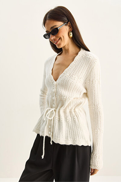 Bianco Lucci Women's Waist-Tied V-Neck Knit Cardigan TH251063 60283800