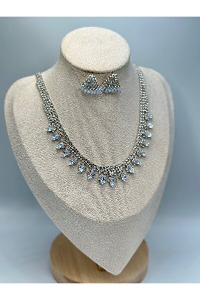 MyladyAccessoriess Sıralı Damla Detay Pirinç Kaplama Set Takı