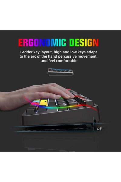 HXSJ L600 87 Keys Wired Mechanical Keyboard, RGB Two-Color Injection Keycaps, White Backlight,