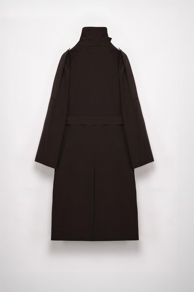 Thalure Kadın Kahverengi Dik Yaka Trençkot