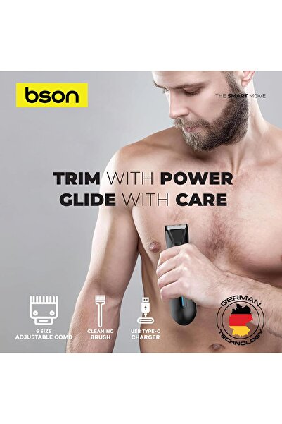bson Sensitive Body Pro Trimmer for Men - Skin Secure, IPX7 Waterproof
