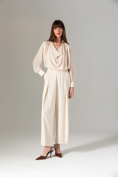 Berr-ın Pleated Baggy Pants Cream