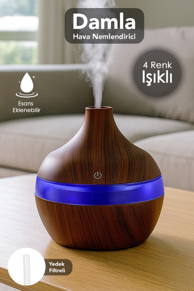 mimtec Damla Hava Nemlendirici - 300 ml Işıklı Buhar Makinesi Humidifier Arom...