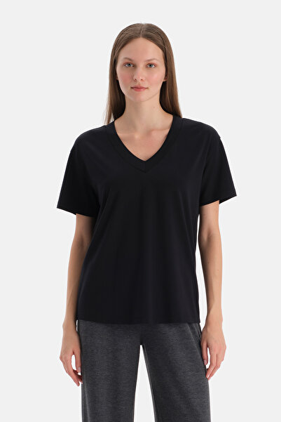 Dagi Μαύρο κοντομάνικο μπλουζάκι με λαιμόκοψη