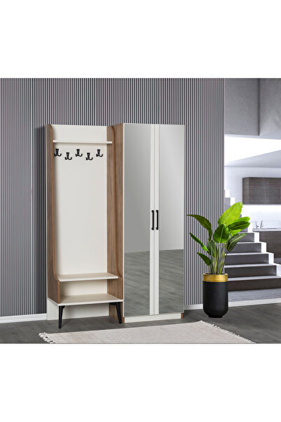 comiet Kzn Aynalı raf askılık detay portmanto ayakkabılık