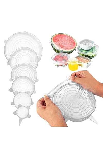 Modern home Silicone Stretch Lids Pack of 6 - Reusable BPA-Free Silicone Bowl Covers, Dishwasher & M