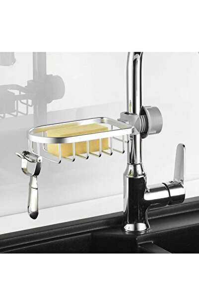 Modern home Kitchen Sponge Holder - Rust Resistant Aluminum Sink & Bath Organizer