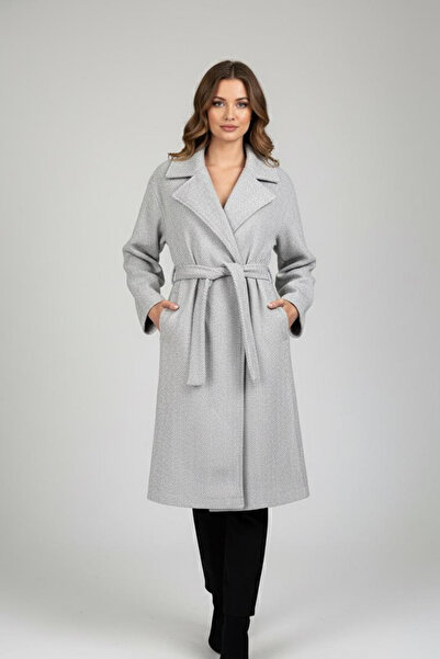 MILANOFOX Double-Breasted Women's Cashmere Coat with Herringbone Pattern and Slit Double Pockets on the Back