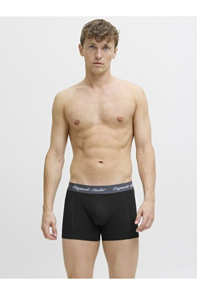 Jack & Jones Men's Black Jacnorrebro Solid Trunks 3 Pack Noos Boxer 12287141-Black