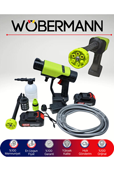 Wöbermann 48VF Şarjlı Basınçlı Yıkama Makinesi | Kablosuz Su Tabancası | Çift Bataryalı