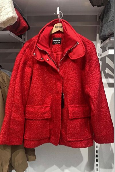 Suziş Textured Booklet Stand-Up Collar Coat Key36913