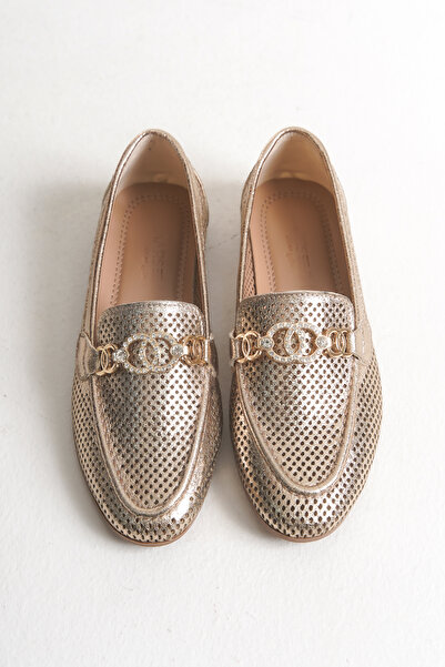 FEMME Andra Balerini de zi cu zi cu cataramă pentru femei, cu vârf rotund, aurii