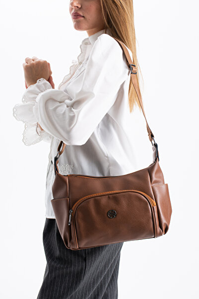 Sanmorris 1434 Multi-Compartment Faux Leather Shoulder Bag with Adjustable Crossbody Strap