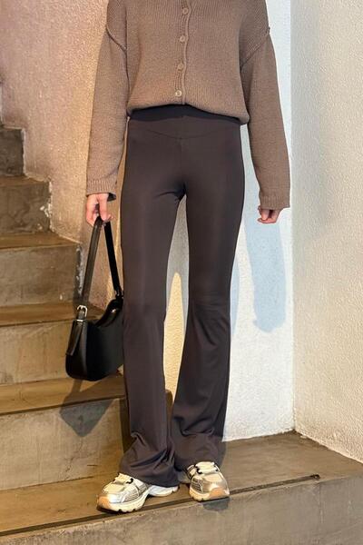 lamelif Flared Tights Pants Smoked