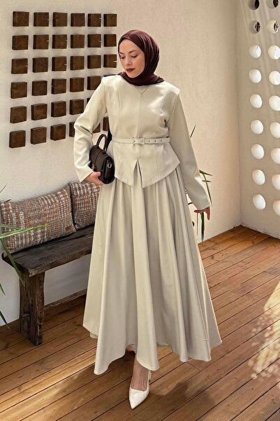 lamelif Slit Detailed Suit, Mold Green