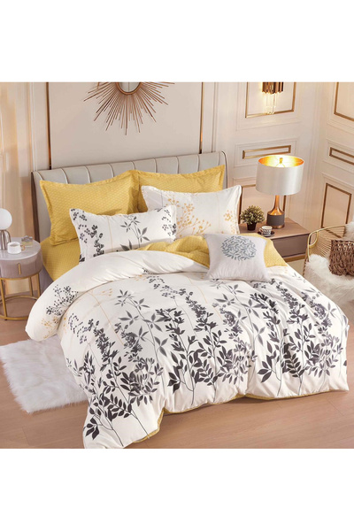 FIONNA.RO Lenjerie De Pat Finet Superior Cu Elastic - Galben Frunze