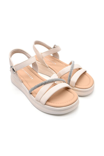 Tmall Women's sandals, With platform, Made of ecological leather, 9275, Beige