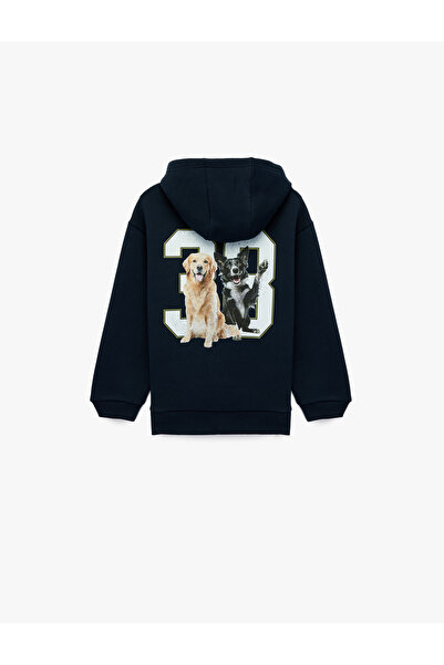 Koton Long Sleeve Hooded Printed Sweatshirt