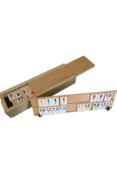 MeriMag OEK Rummy Game — Lacquered Solid Wood Box, Carved, Standard Plastic Tiles