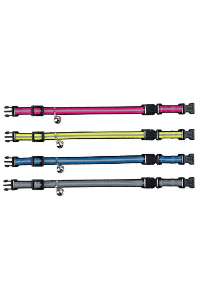 Trixie Reflective Cat Collar with 2 Buckles and Bell, Various Colors