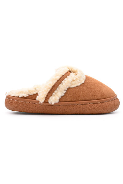 Tmall Women's Slippers, With -Suede Leather, Fur Lined, PD1019, Brown