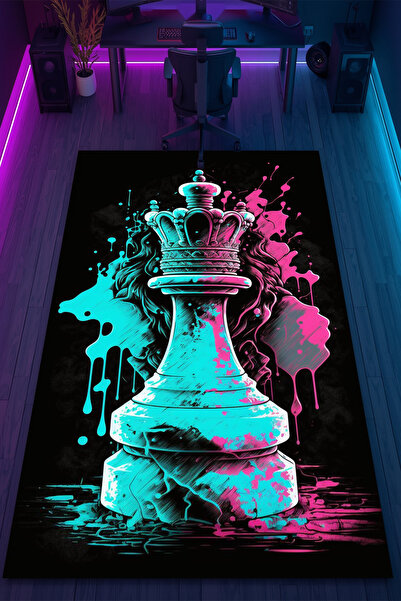 HalıOnline Sanat Artwork Desenli Kaymaz Taban Makinede Yıkanabilir Gaming Oyu...