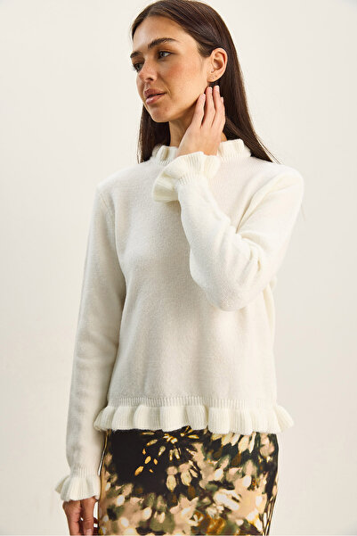 Bianco Lucci Women's Ruffle Collar Detailed Knitwear Sweater Tk251152 60283821