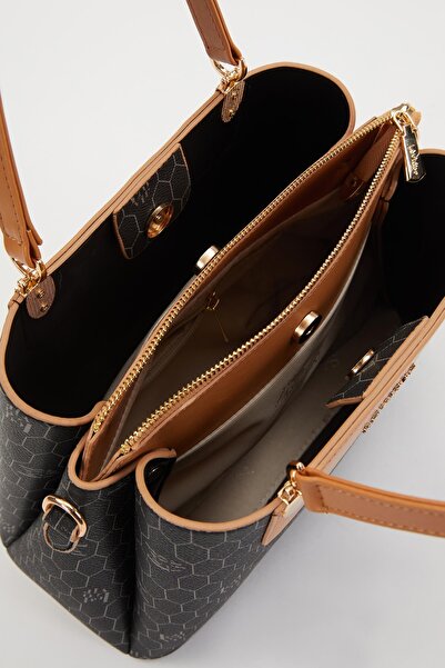 Levidor Black Camel Women's Hand and Shoulder Bag 930216