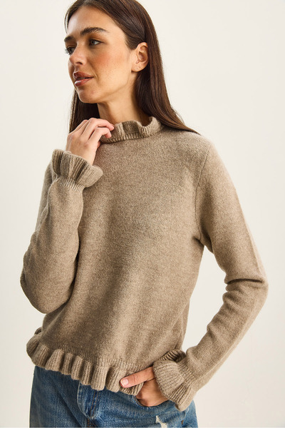 Bianco Lucci Women's Ruffle Collar Detailed Knitwear Sweater Tk251152 60283821