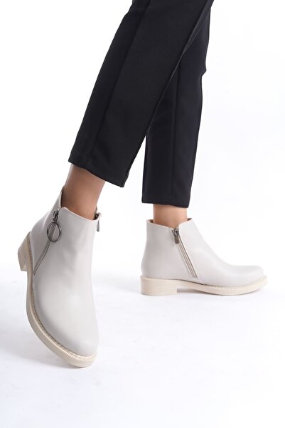Baybonza Margaret Zippered Orthopedic Sole Heeled Women's Boots Ckt - Cream