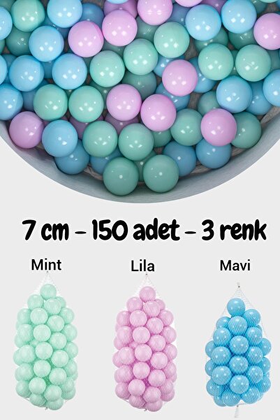 Wellgro 7 Cm Top Havuzu Topu 150 Adet Mint, Lila, Mavi
